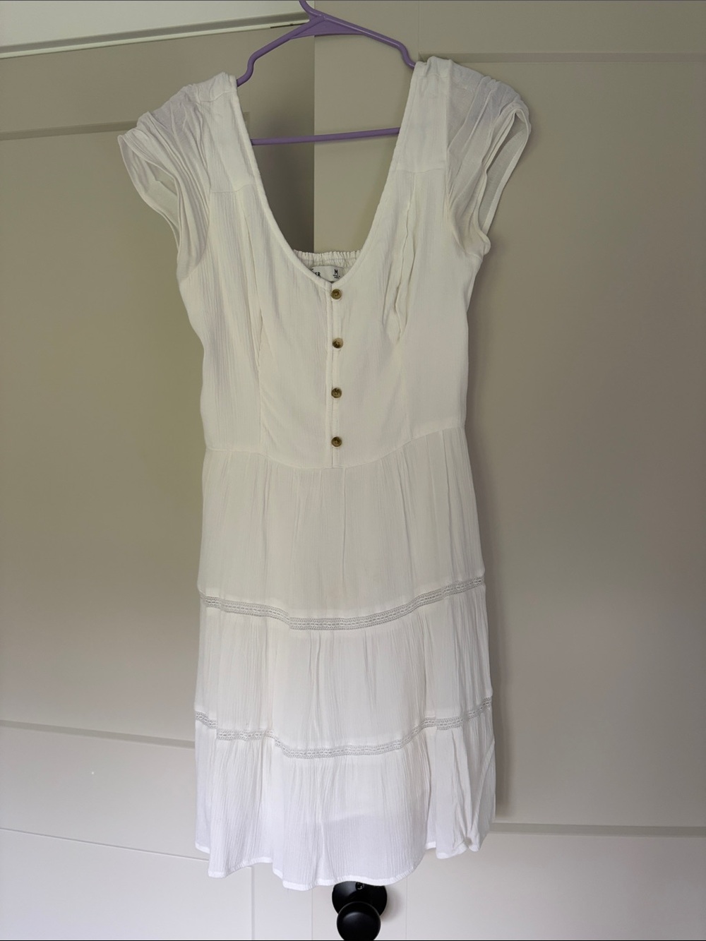 Hollister White Button-Front Midi Dress